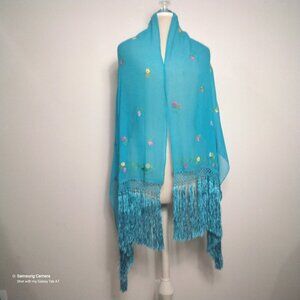 Since Silk Embroidered Beachculture Pareo Sarong Swimsuit Coverup Wrap Shawl NWT